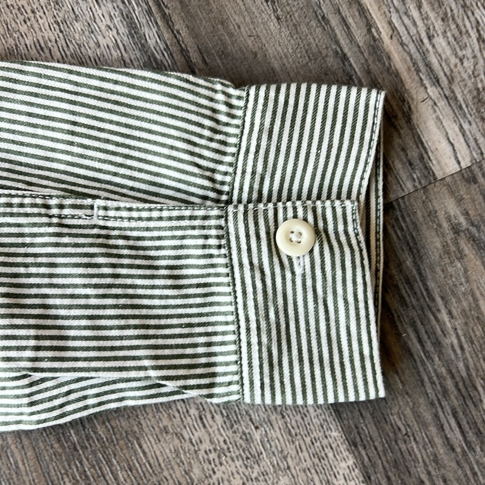 Outerknown Jumpsuit Green Striped Cotton Linen Station Jumpsuit Size Small - Picture 6 of 16